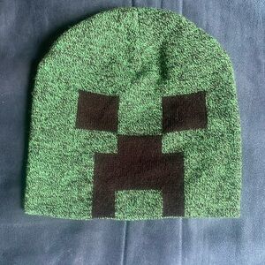 Minecraft Beanie Winter Hat Green Black Knit Boys One Size